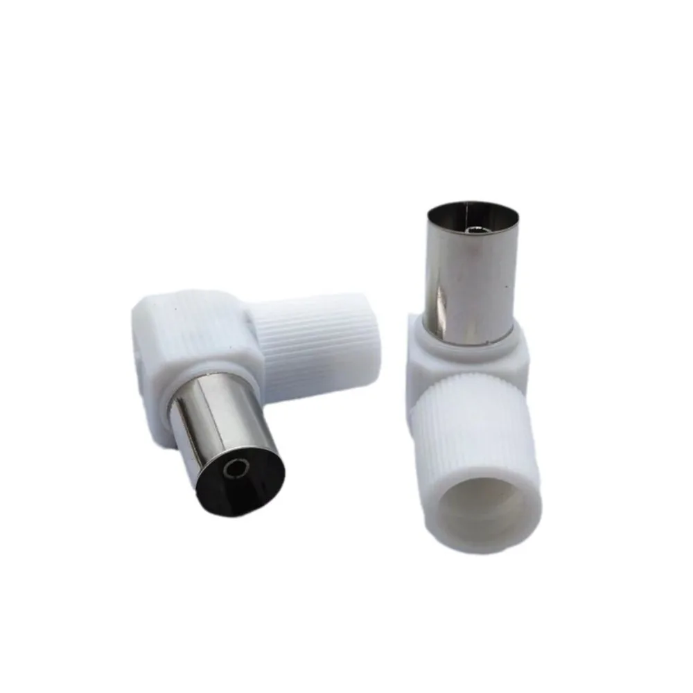 Antennas TV 90 Degrees TV Plug Jack Coaxial Male Plugs Adapter Male And Female Jack TV RF Coaxial Male Plugs Adapte White