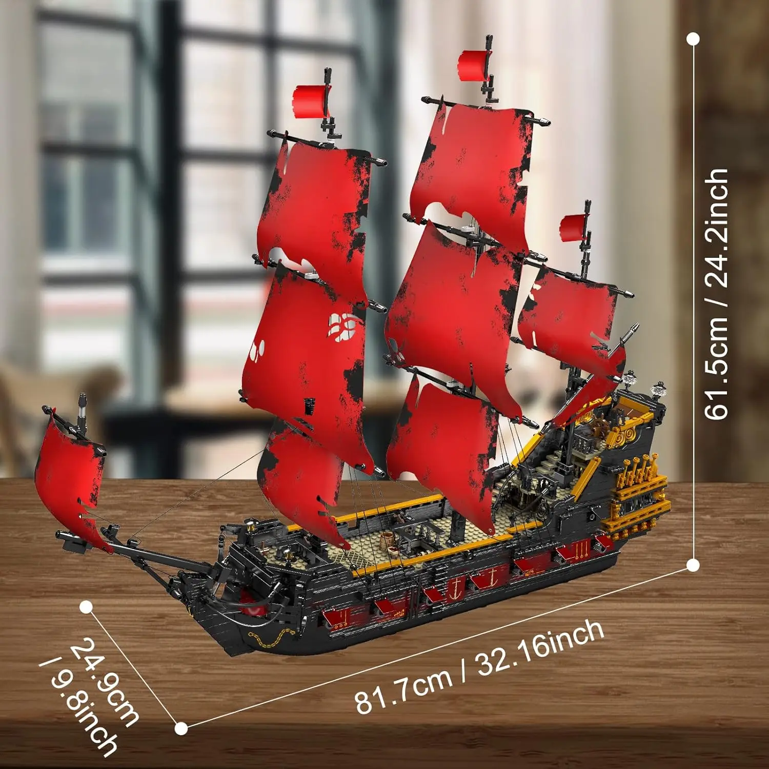 13109 Kit de blocs de construction de modèle de bateau pirate de la vengeance de la reine Anna, ensembles de construction de navire pirate MOC, grand ensemble rouge de 3139 pièces pour K