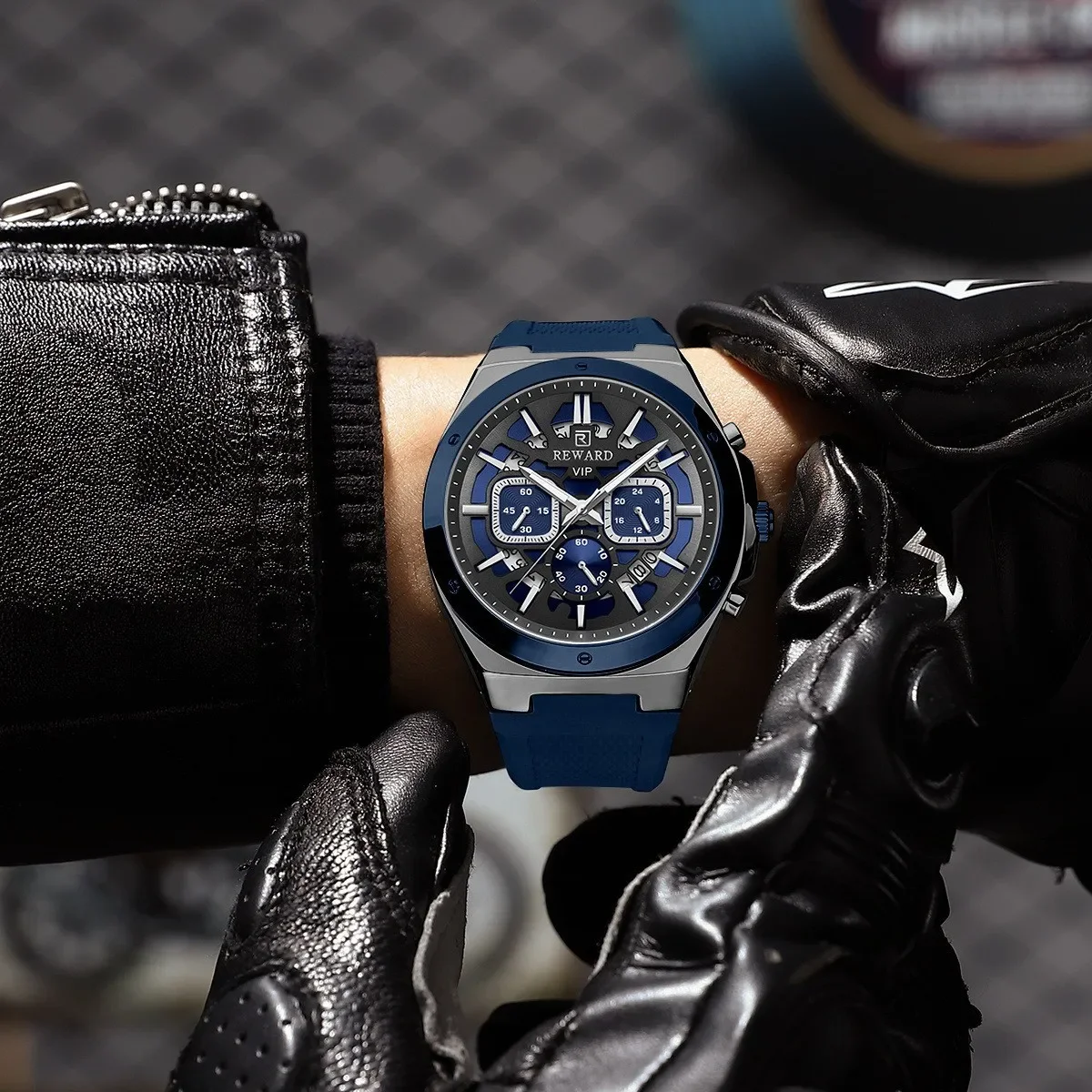 مكافأة 832257 أزياء رجالية كوارتز ساعة متعددة الوظائف التلقائي تاريخ كرونوغراف عارضة سيليكون حزام الساعات للرجل