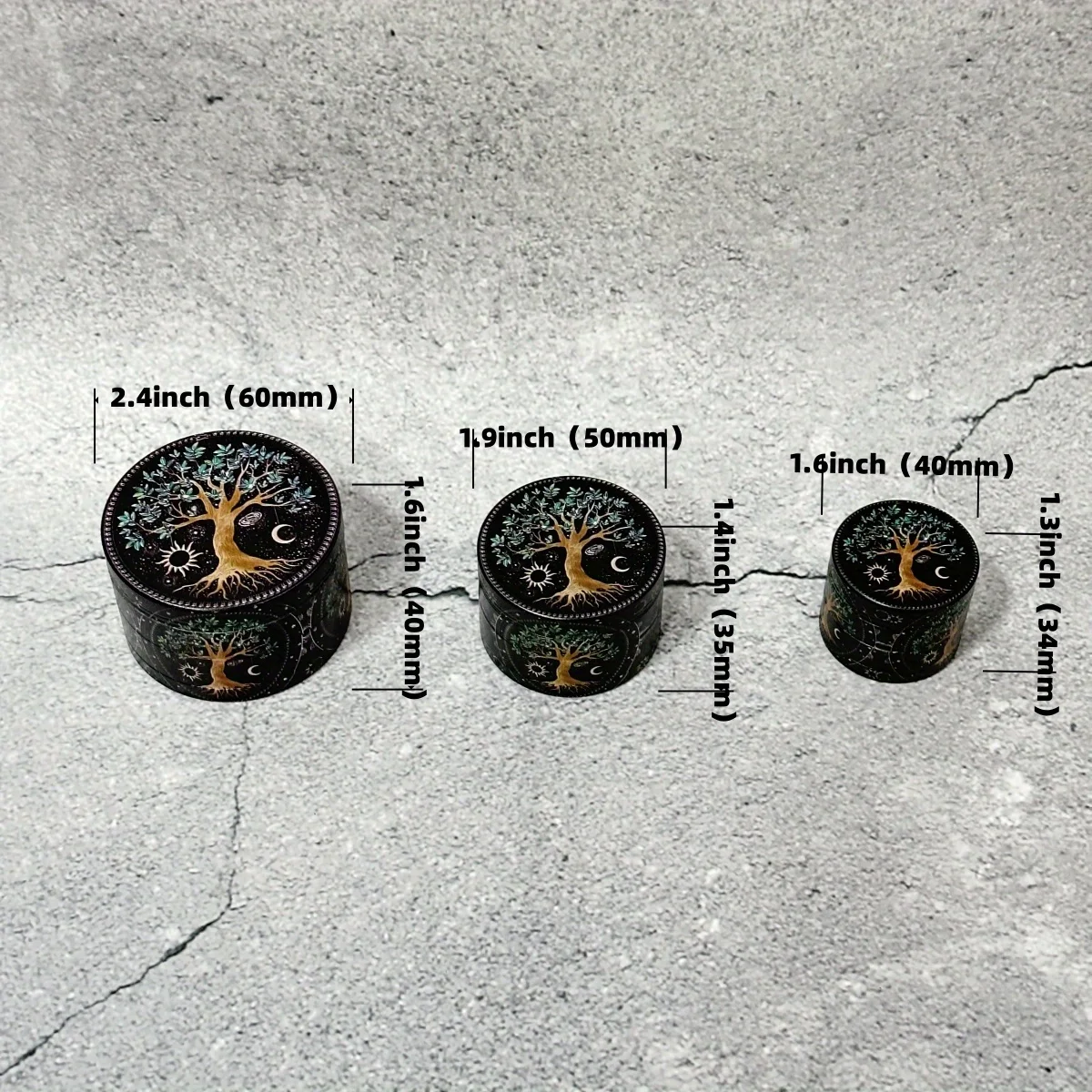 1.6/2/2.5inch Tree Life Metal Herb Grinder Mill Mortar 4-Layers Tobacco Vanilla Bud Grinder Grass Cigar Smoking Cigarette Tool