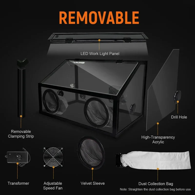 Staubdichte Polierbox, transparente staubdichte Box zum Schleifen und Polieren, LED-Schleifstaub-Sammelbox