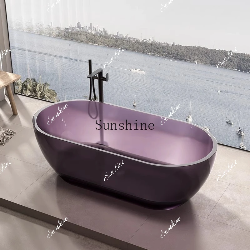 حوض استحمام شفاف من الراتنج متكامل مستقل حوض استحمام منزلي مزدوج اللون FT #3