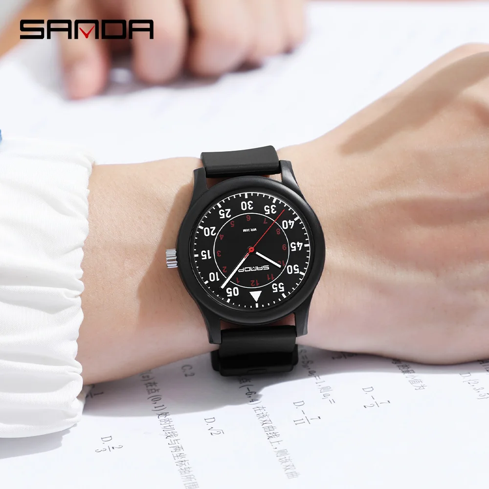 SANDA Новинка 3268, модные трендовые студенческие кварцевые часы, водонепроницаемые ночники, повседневные женские студенческие кварцевые часы 2024