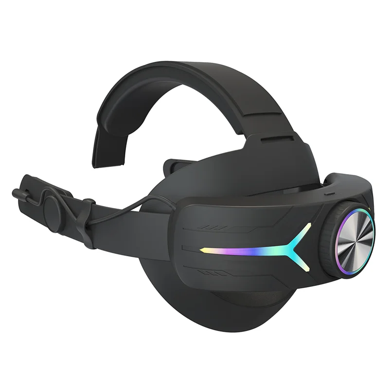 

Элитный ремешок на голову с RGB-подсветкой для Meta Quest 3, аксессуары для VR + аккумулятор 8000 мАч, удобный ремешок на голову, черный-A31R
