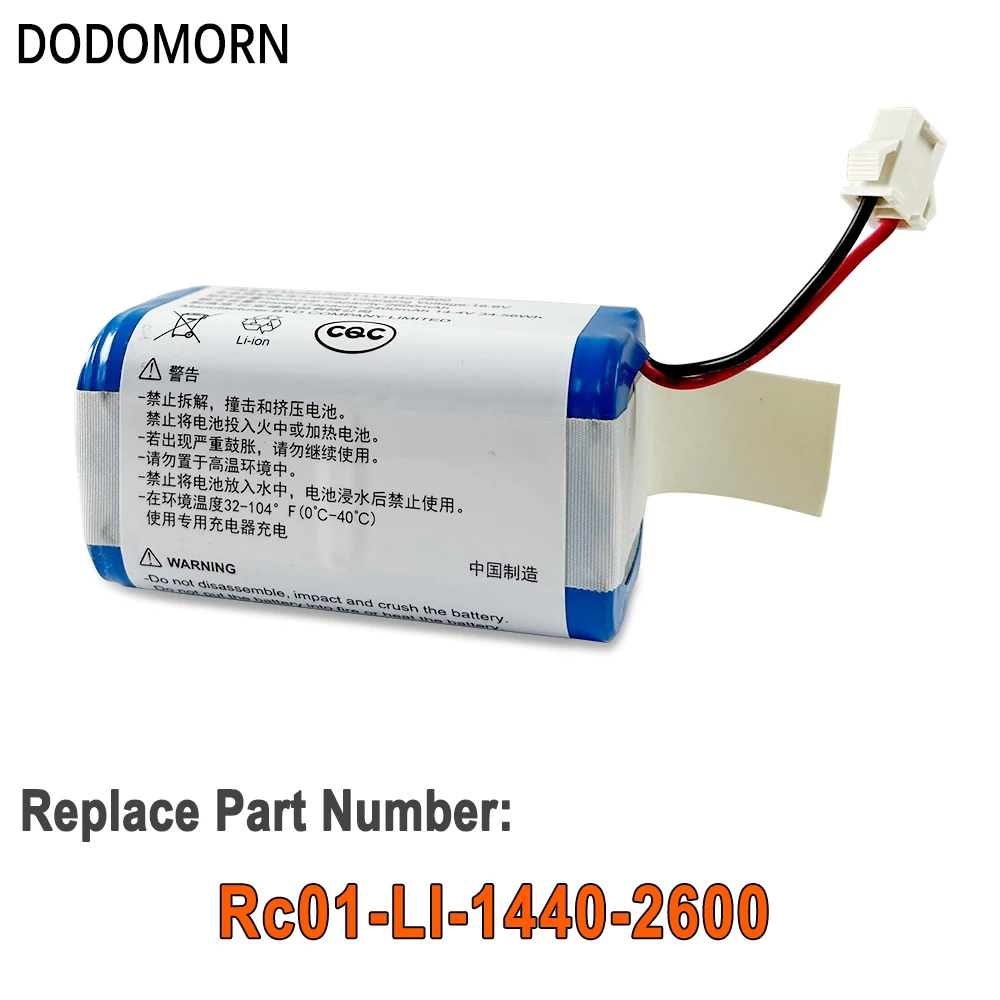 DODOMORN For ECOVACS Sweeping Robot DH35 DH36 DH39 DH43 DH45 DO33 DO33S DO35 DO36 DO37 RC01-li-1440-2600 Battery 14.4V 2600mAh