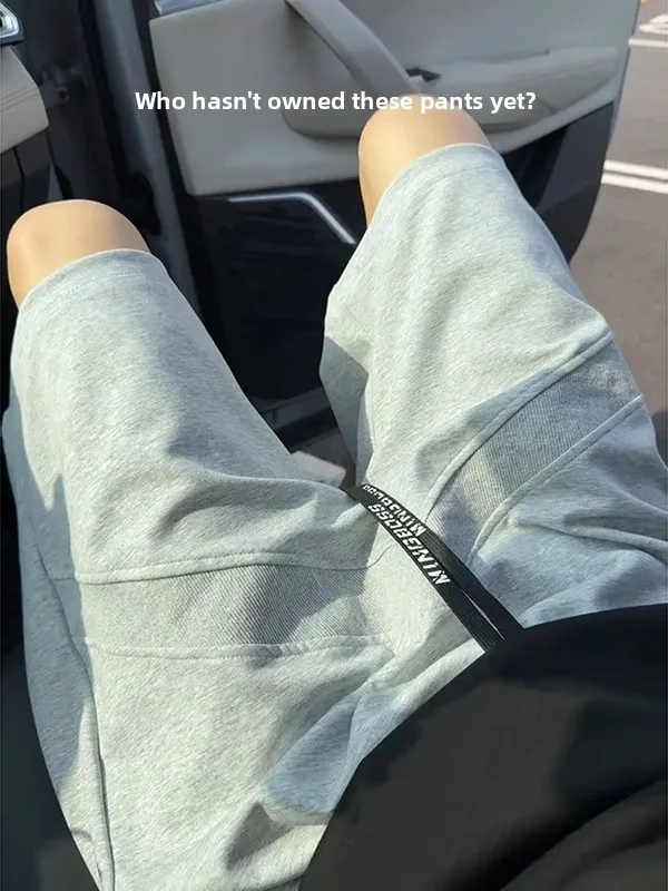 

Gray Floral Sport Shorts Men's Summer American Loose Breathable Five-Quarter Pants Teenage Basketball Running Pants