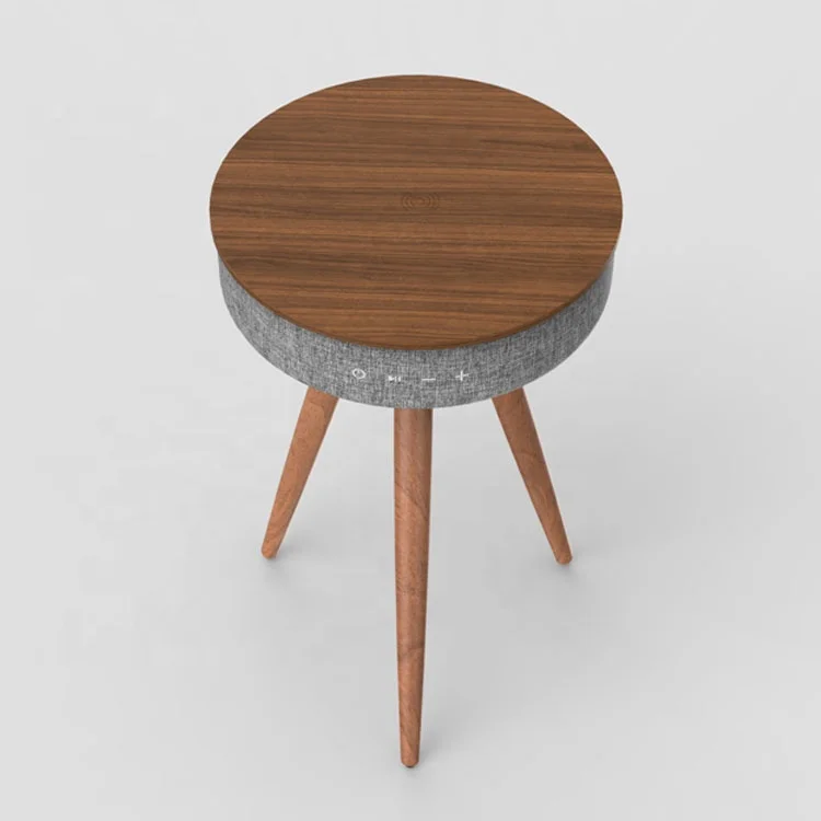 سماعات بلوتوث محمولة للطاولة الخشبية TWS QI شاحن لاسلكي منافذ USB مزدوجة مكبر صوت لطاولة القهوة مع بطارية مدمجة 6600 مللي أمبير في الساعة #6