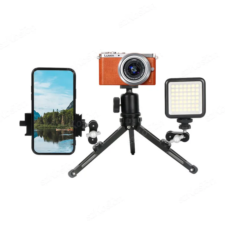 Brazo mágico de doble cabeza de bola con bola 360 de 15 mm °   Soporte extensible de tornillo de 1/4 pulgadas para cámara Gopro DSLR, Monitor, luz de vídeo, micrófono, trípode