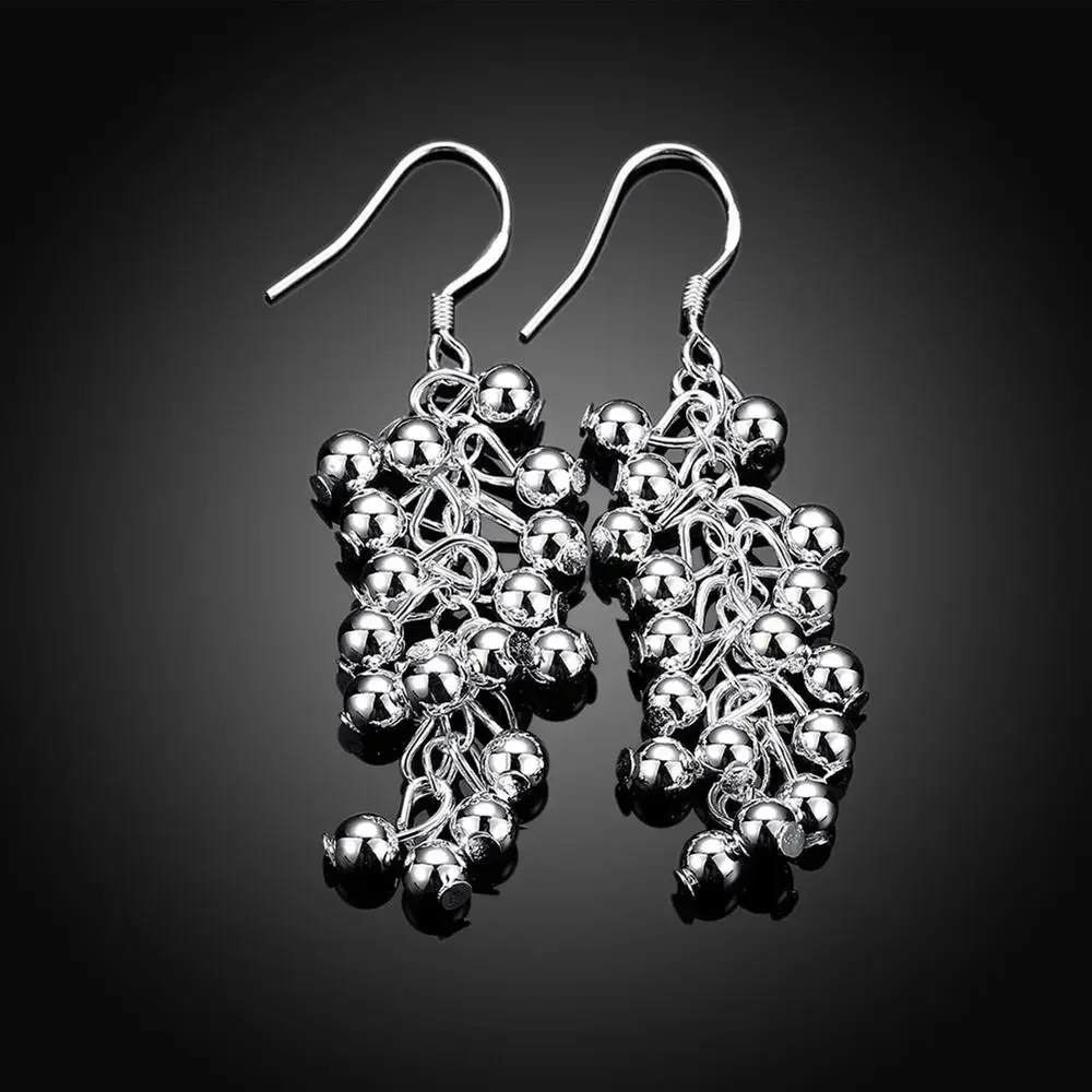 Bestseller Schmuck 925 Sterling Silber Ohrringe Modische Damen Kreative Traubenperlen Tropfenohrringe Geschenke