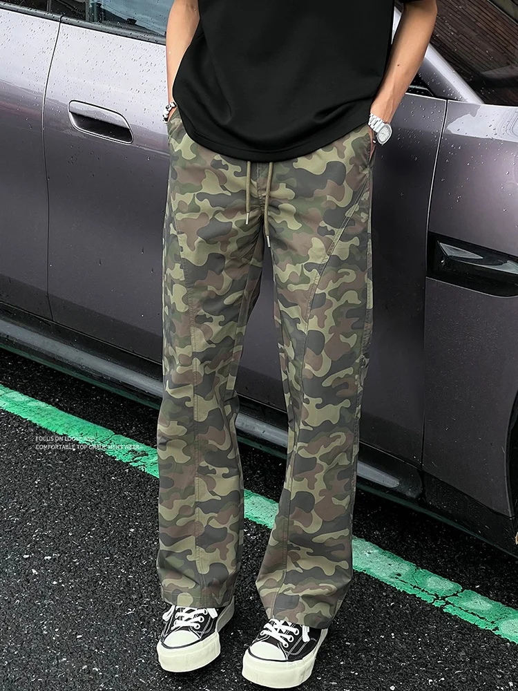 

Entong Men's Slim Fit Camouflage Casual Pants Qui Dry Autumn Sla American High Street Loose Sle Daily Wear Polyester Fiber