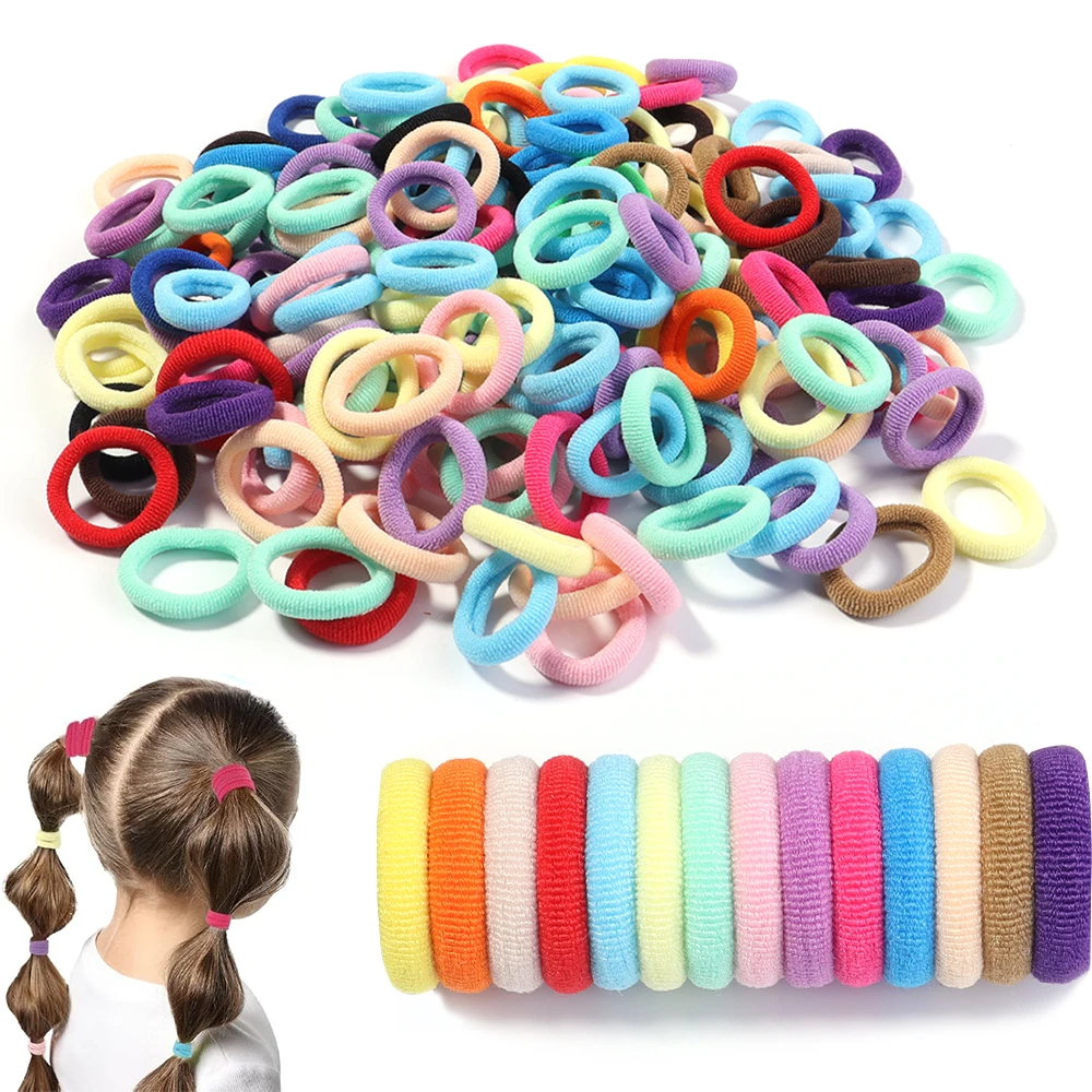 100PCS Frauen Mädchen Bunte Nylon Elastische Haarbänder Pferdeschwanz Halten Kleine Haargummi Gummibänder Scrunchie Haar Zubehör