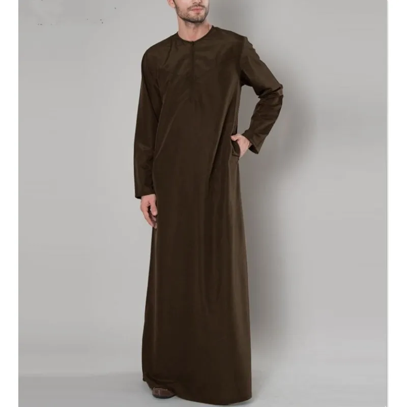 Chemise longue à fermeture éclair pour hommes, caftan musulman, vêtements islamiques, caftan arabe, Thobes Jubba, robe de Dubaï, mode musulmane,