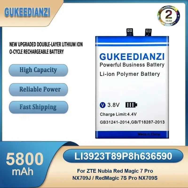 LI3923T89P8h636590 5800mAh High Capacity Mobile Phone Battery For ZTE Nubia Red Magic 7 Pro NX709J / RedMagic 7S Pro NX709S