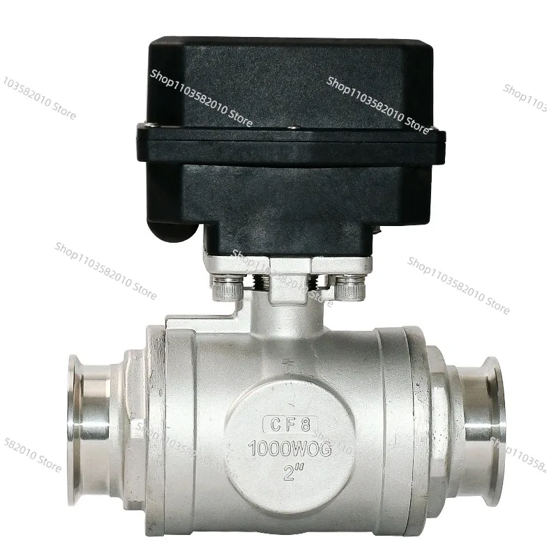 3 Way Food Grade Stainless Steel 1'' tri-clamp water control Motorized Ball Valve  DC12V