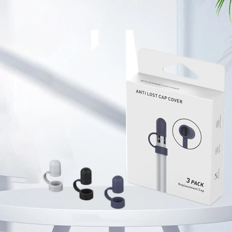 Apple用ソフトプロテクションケース,交換用ペンキャップ,シリコンホルダー,ペンホルダー,保護スリーブ,アクセサリー,3個