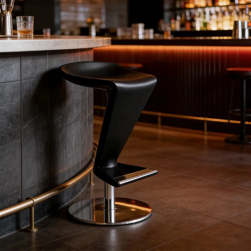 Modern rotating breakfast bar chair, hydraulic metal foot pedal for kitchen