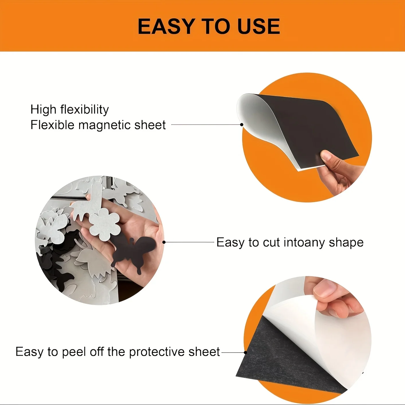 HUSPER Tamanho A4 0,3 mm (12 mil) 5 folhas de folhas magnéticas flexíveis com papel magnético autoadesivo - 8,3 × 11,7 polegadas