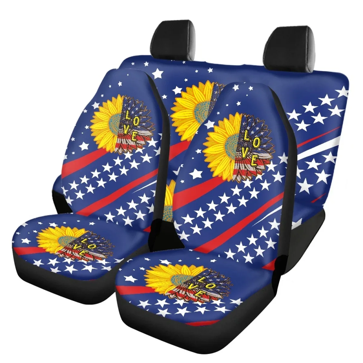 

USA Flag July 4th Print Car Seat Covers Full Set for Auto Truck Cars Sedan SUV Automotive Interior Accessories Independence Day