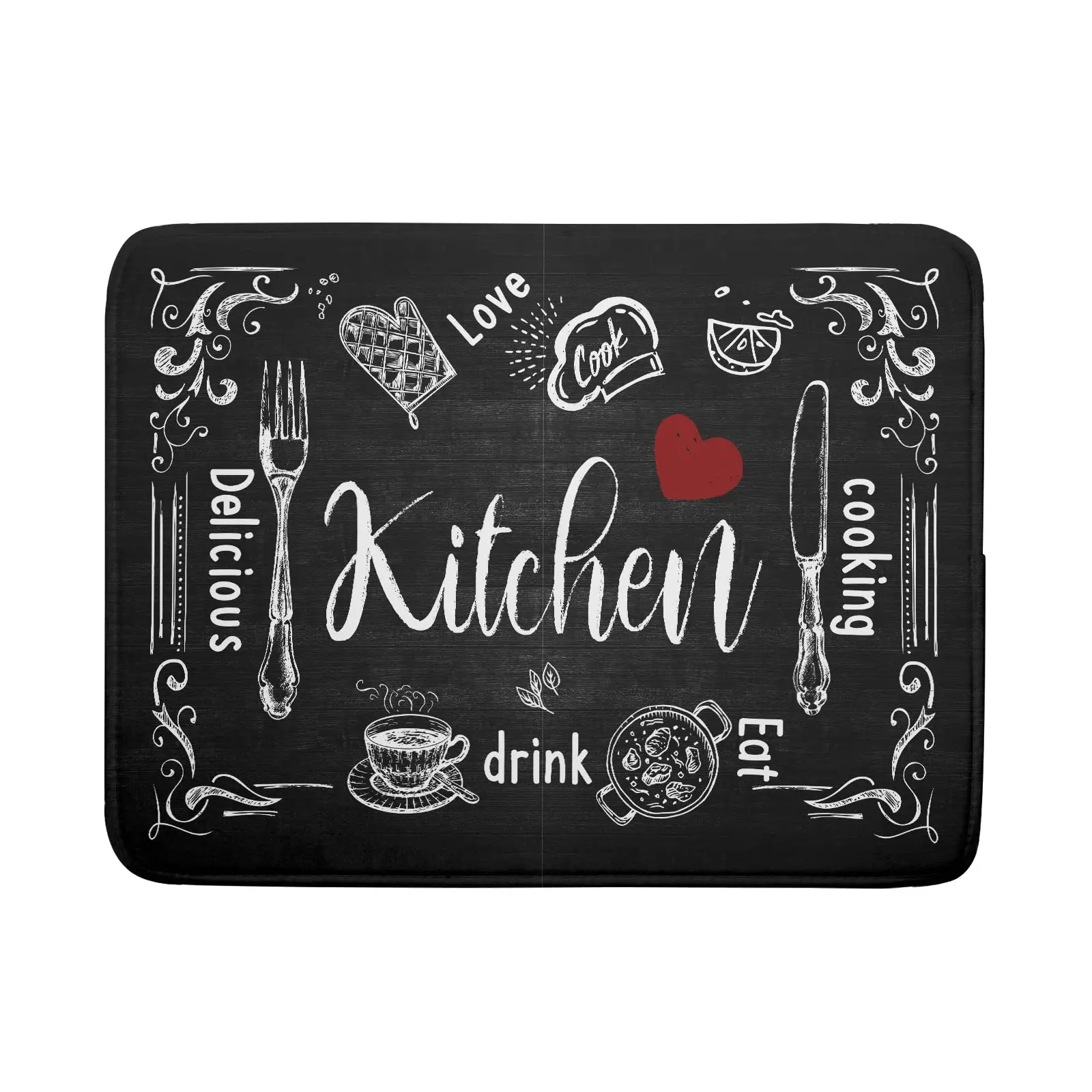 

Black Coffee Bar Dish Drying Mats for Kitchen Counter 18x24 Inch, Kitchen Drying Mat, Kitchen Coffee Bar Dishes Pad Dish Drainer