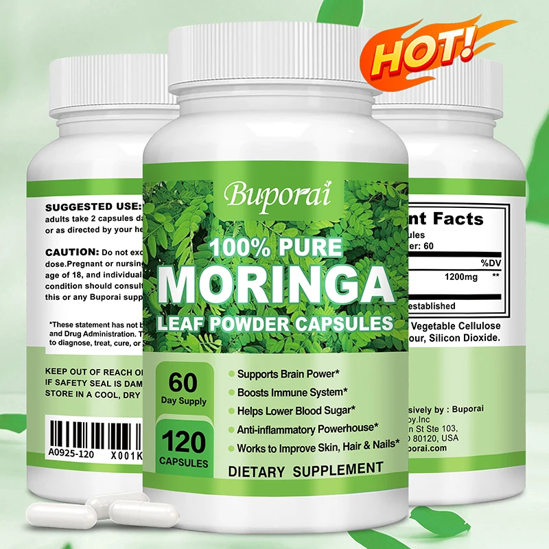 

Moringa Capsules - Immune System, Boosts Metabolism, Helps Detox, Antioxidant