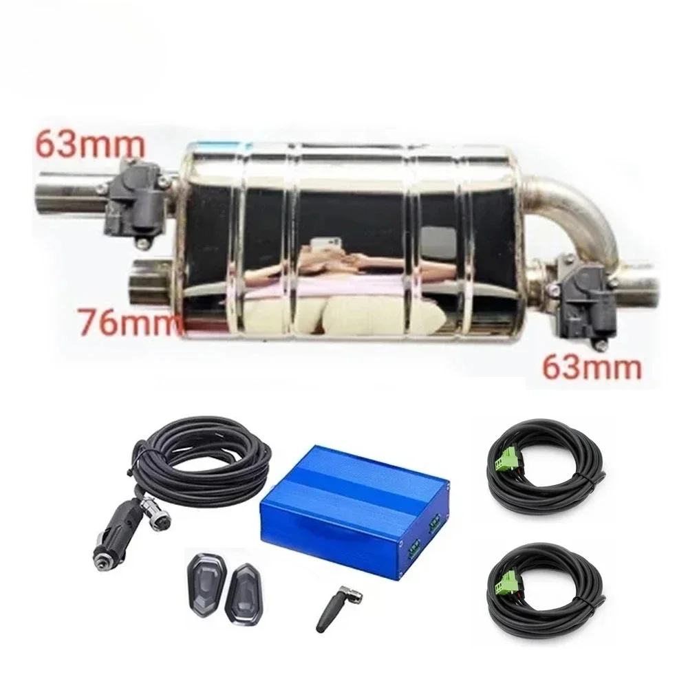Universal One in Two Electric Exhaust Muffler Dump Valve Cutout 76mm Inlet 63mm Outlet Remote Control