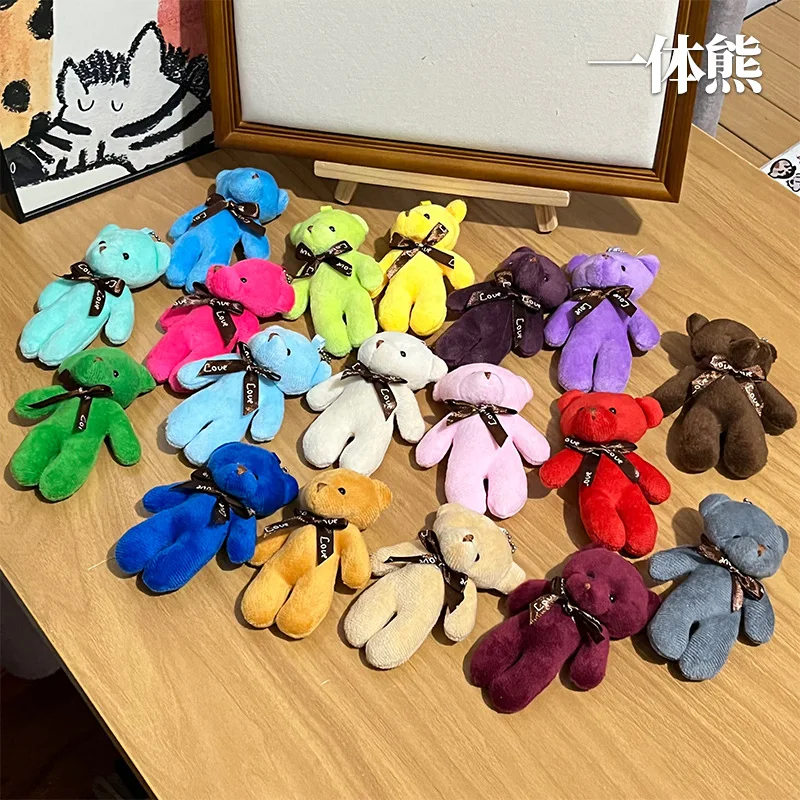 30pcs Cute teddy Bear Plush Toy Keychain Kawaii Mini Bear Animal Stuffed Doll Toys For Girl Bag Pendant Key Chain Children Gift