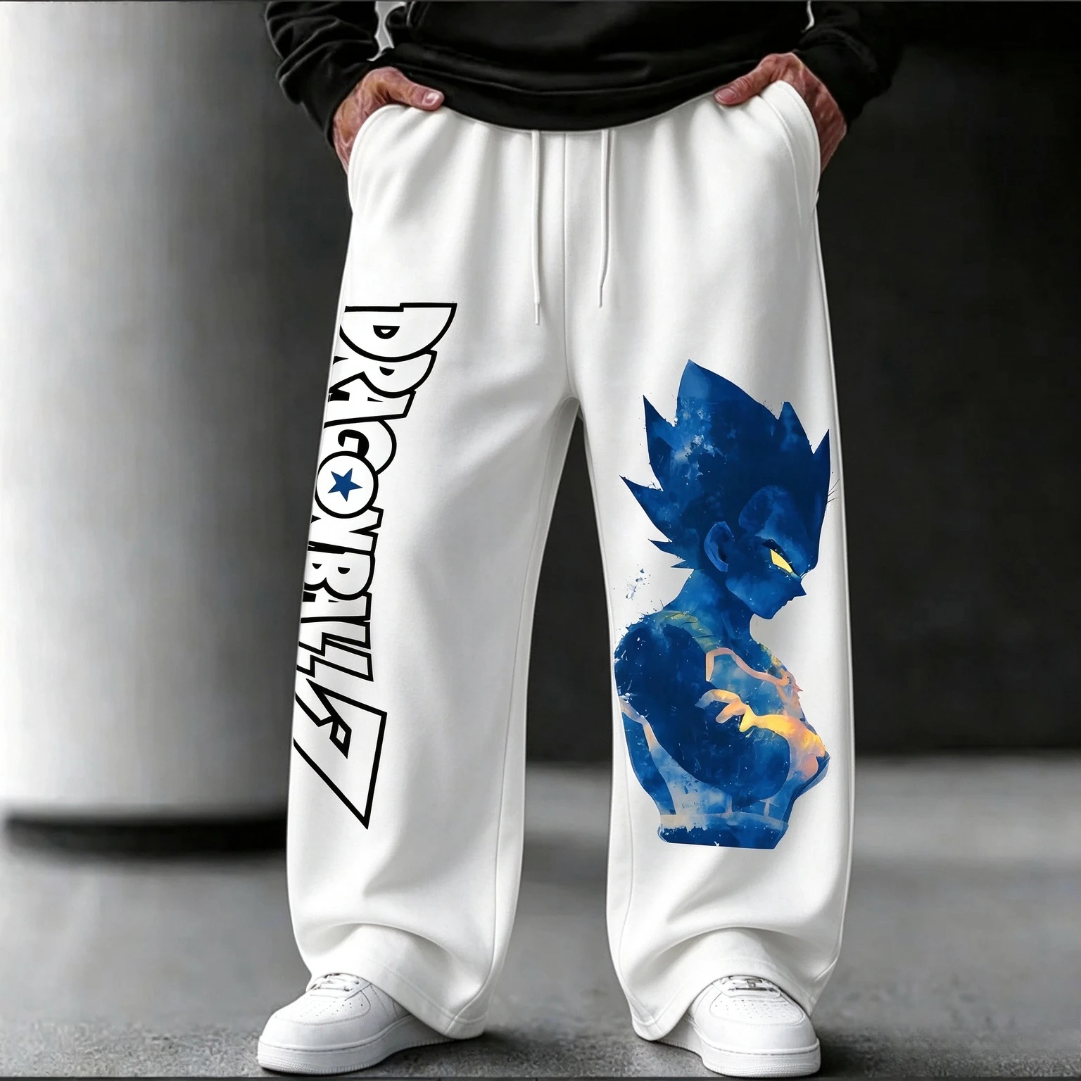 Dragon Ball Vegeta Blue Watercolor Print Long Pants Unisex Loose Wide Leg Joggers Elastic Anime Streetwear Casual Trousers