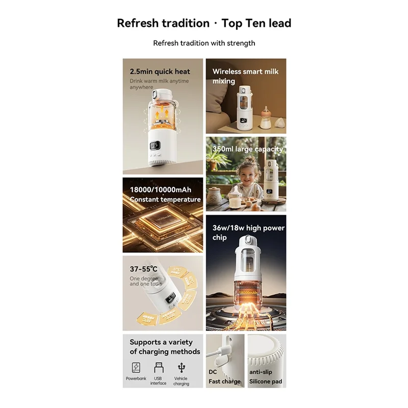 

A36T-высокомощная чашка с постоянной температурой, быстрый нагрев горячей воды и молока, портативный подогреватель детских бутылочек