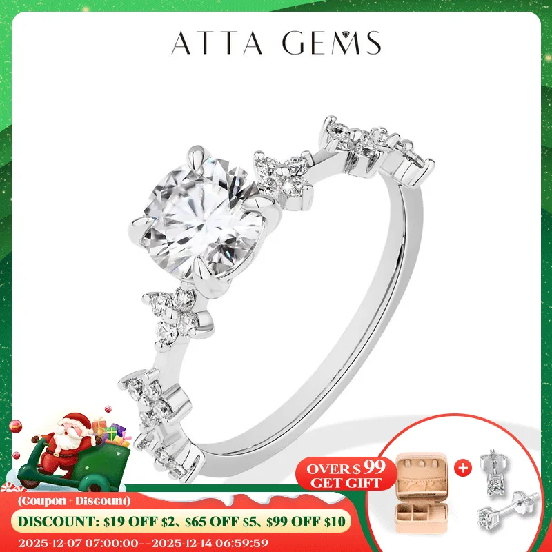 

ATTAGEMS New Moissanite Ring for Women Four claws s925 Silver Rings Yellow Gold Plated Classic Anniversary Jewelry Free Shipping