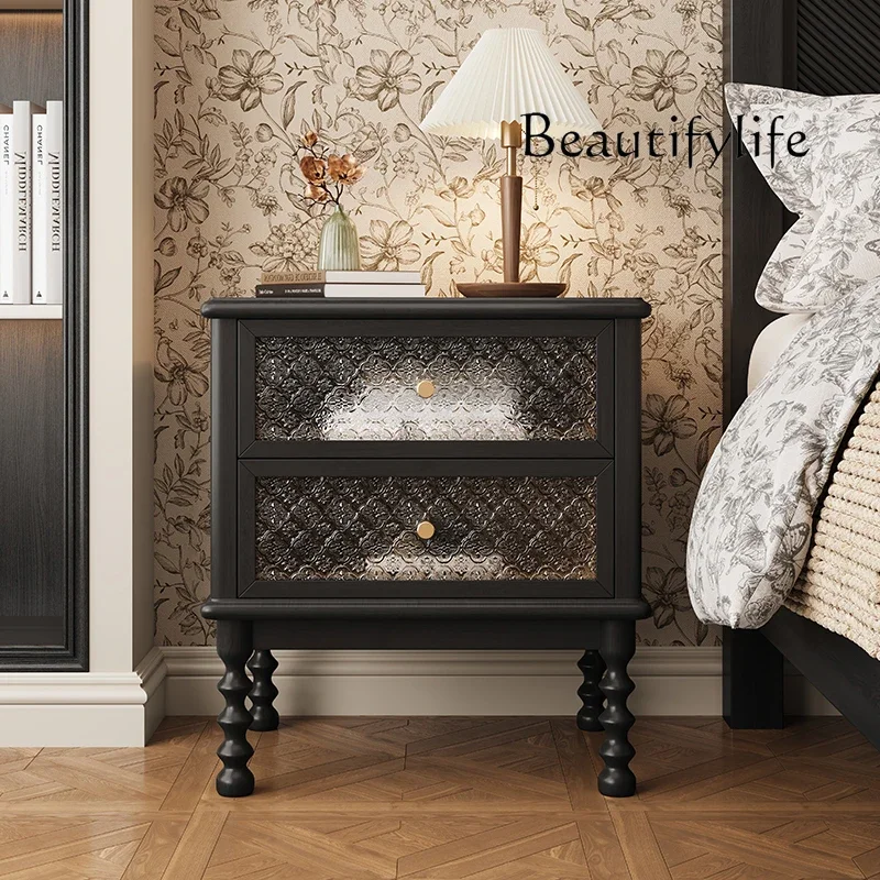 

household bedroom simple shelf دميه للجماع Italian antique style solid wood bedside table