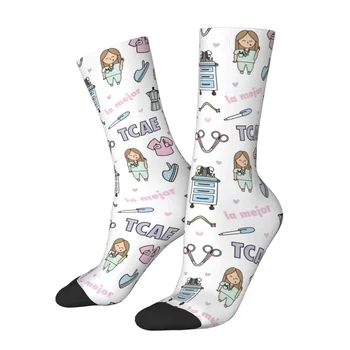 Calcetines bonitos para médico y enfermera para mujer, accesorios de Enfermera En Apuros, calcetines Merch de dibujos animados para mujer, medias gráficas para todas las estaciones