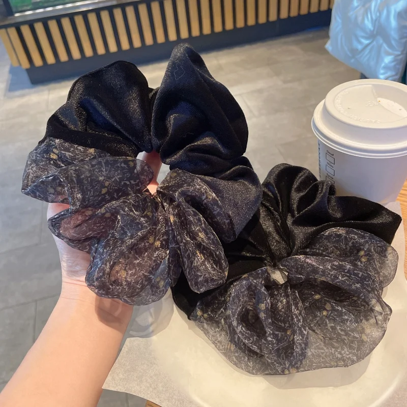 -Grade Velvet Stitching Large Intestine Ring Rope High Elasticity Bun Hairtie Headdress Flower New Hair Accessories
