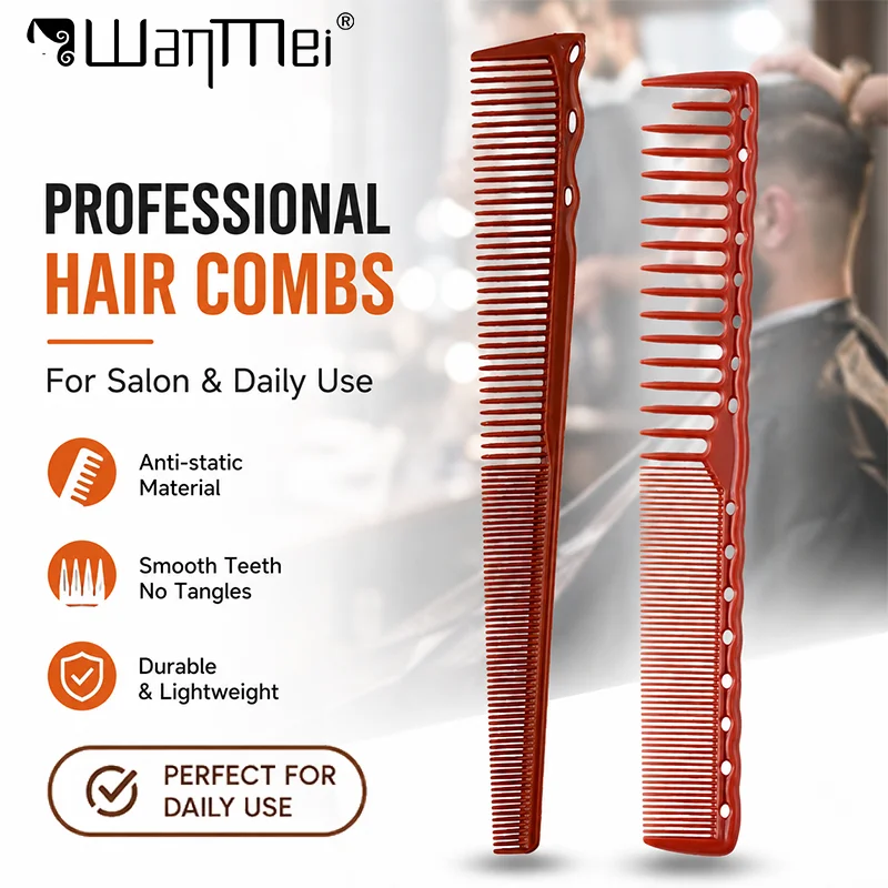 2pcs Professional Hair Cutting Comb Set Anti-Static Hair Styling Comb Wide & Fine Tooth Hairdressing Brush for Salon & Daily Use