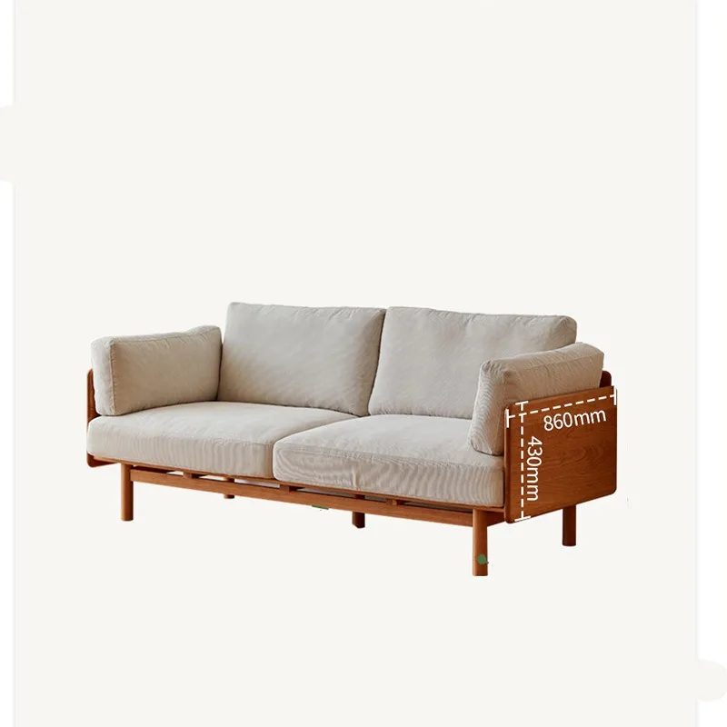 

Japanese-style solid wood sofa, cherry wood small apartment furniture, fabric sofa can be dismantled and washed