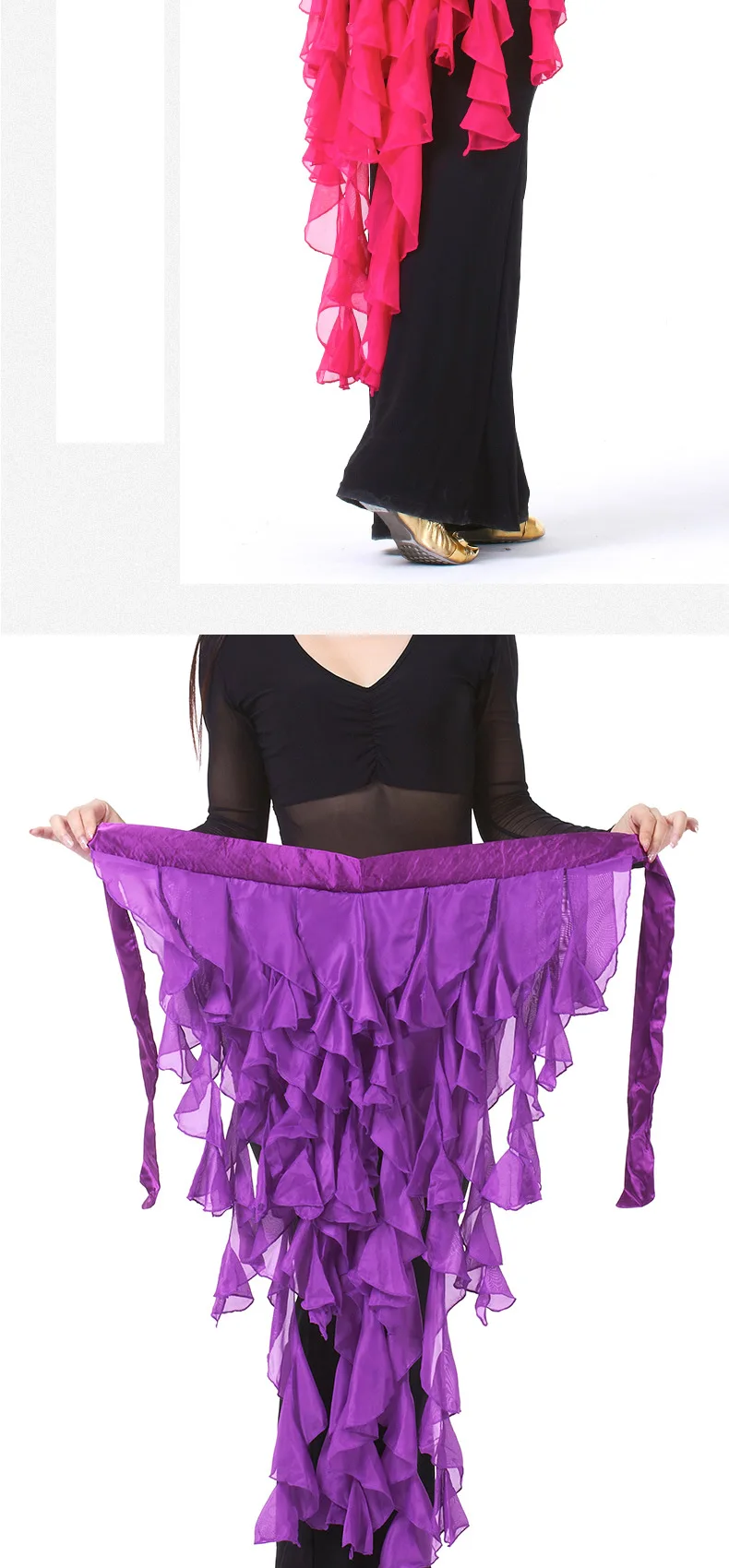 1PC frauen Bauchtanz Hüfte Schal Gürtel Rock Latin Dance Gürtel Neun Schwanz Fuchs Rock Leistung Quaste Welle rock – Detail 17