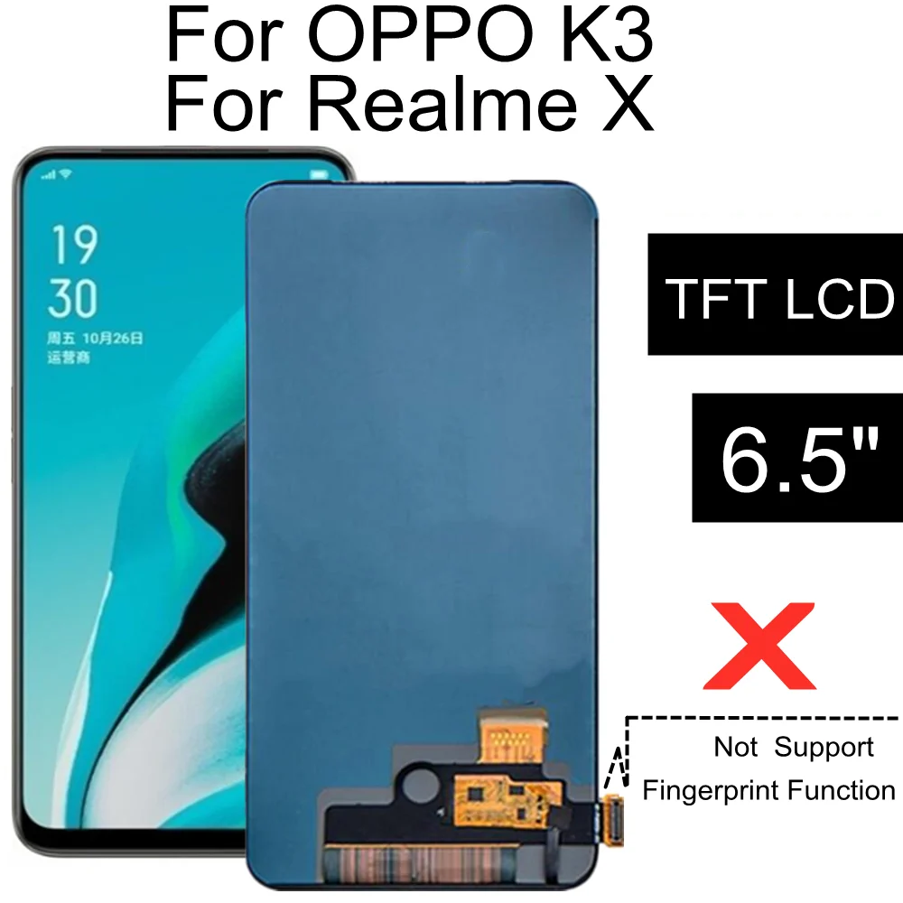 6.5  TFT LCD For OPPO K3 CPH1955 LCD Display Screen Touch Digitizer Assembly For Realme X RMX1901, RMX1903 LCD