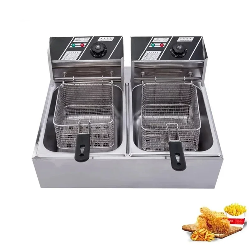 Restaurant Commercial Gas Electric Chips Frying Machine Double Tank Potato Chicken