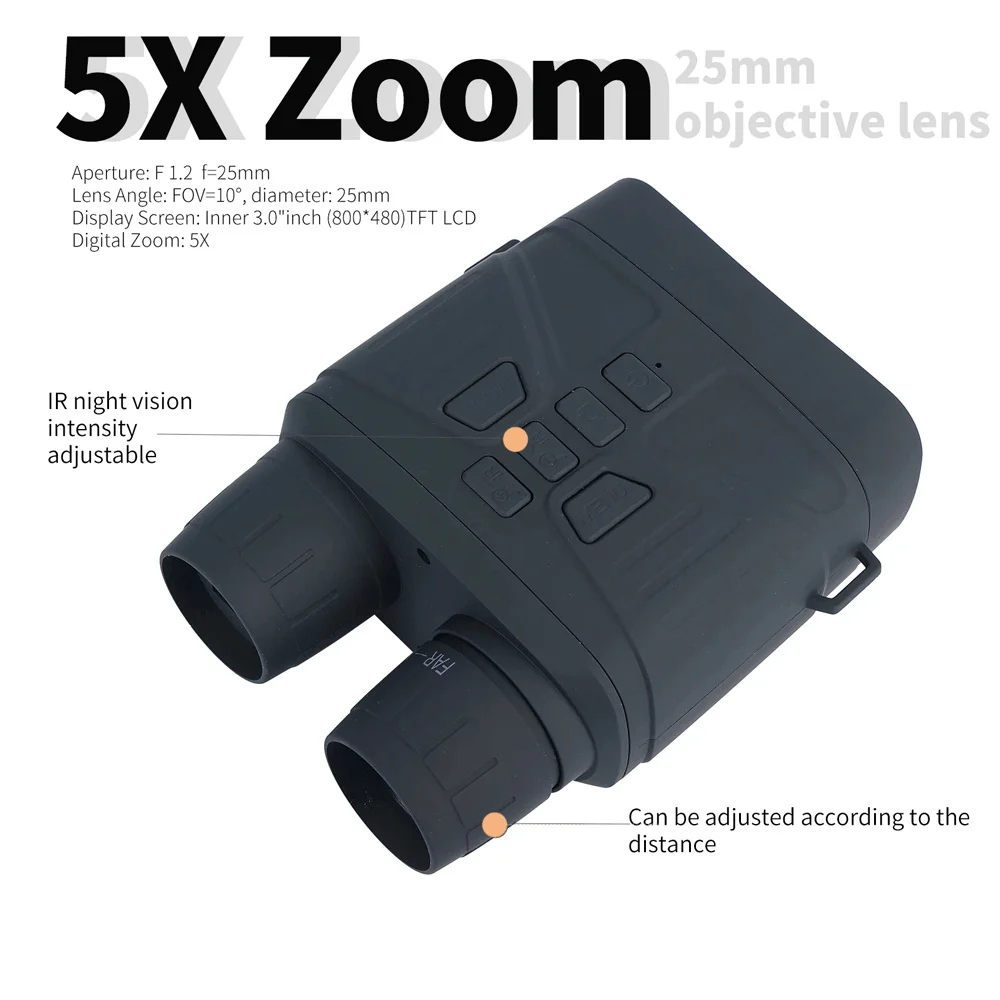 4K 3inch Infared Digital Night Vision Binoculars for Scouting 5x Zoom Day and Night Vision Goggles Telescope for Hunting