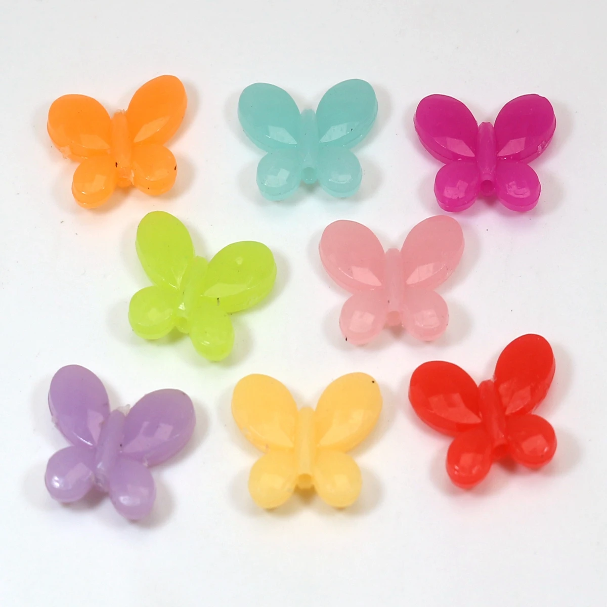 100pcs Mixed Jelly Color Acrylic Various Shape Heart Flower Charm Beads Crafts
