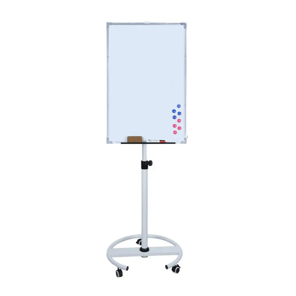 Erasable Writing Board with Magnetic Surface, Adjustable Height Round Wheel Base Office Whiteboard, Smooth Writing Mobile Whiteb