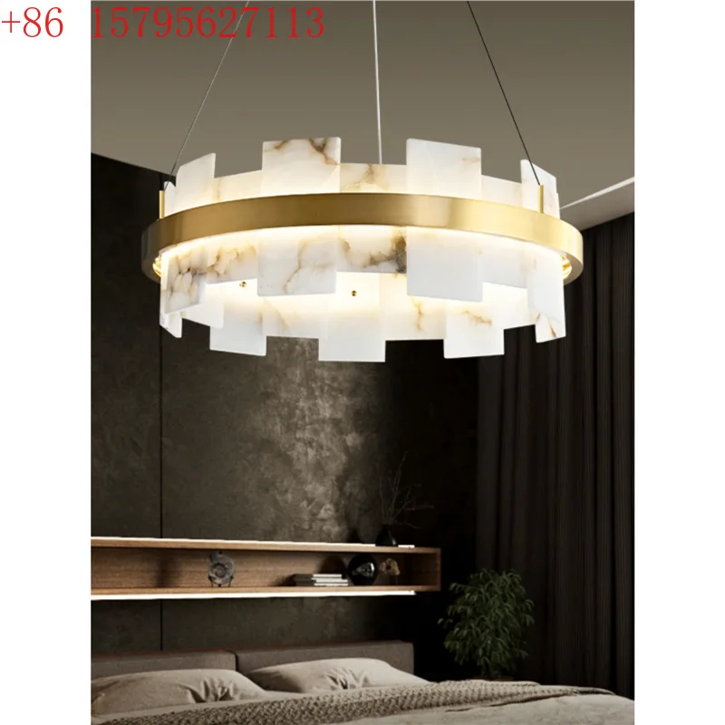 

Light luxury modern simple living room imported natural marble chandelier dining room bedroom study exhibition hall light