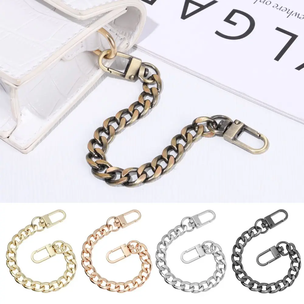 Mini Purse Chain Extender Handbag Accessory with Metal Buckle DIY Metal Flat Chain for Messenger Bag Purse Strap