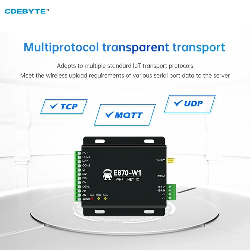 Imagem -03 - Gateway de Aquisição de Borda Wi-fi Controlador io Ethernet Rs485 4di Mais 2do Mais 2ai Cdebyte E870-w1 Tcp Udp Mqtt Protocolo Modbus dc 828v