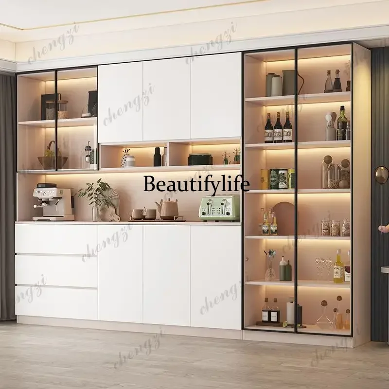 Modern 78 Inch Tall Sideboards Pantry Storage Cabinet Buffet Kitchen with Drawers Adjustable Shelves for Pantry Living Room