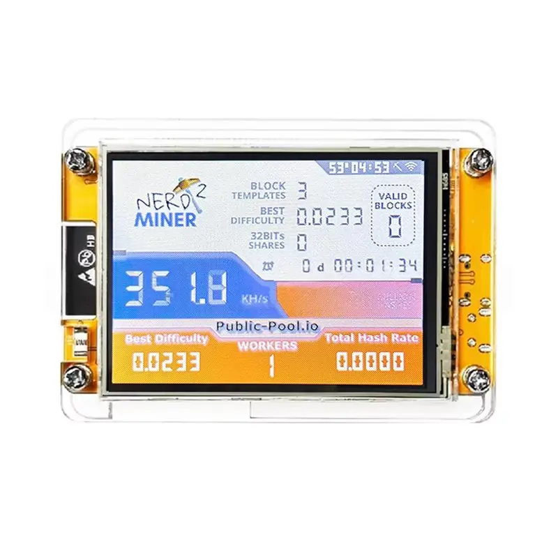 

2,8-дюймовый дисплей для криптомайнинга 350KH, умный дисплей для лотерейного майнинга Bitcoin BTC, ESP32-2432S028R