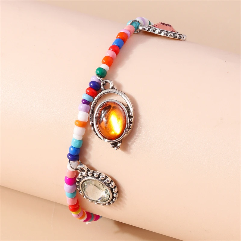 Böhmische handgefertigte Perlen-Fußkette für Frauen, runde Kristallanhänger, Fußkette, Armband für Mädchen, Urlaubs-Schmuckgeschenke – Detail 2