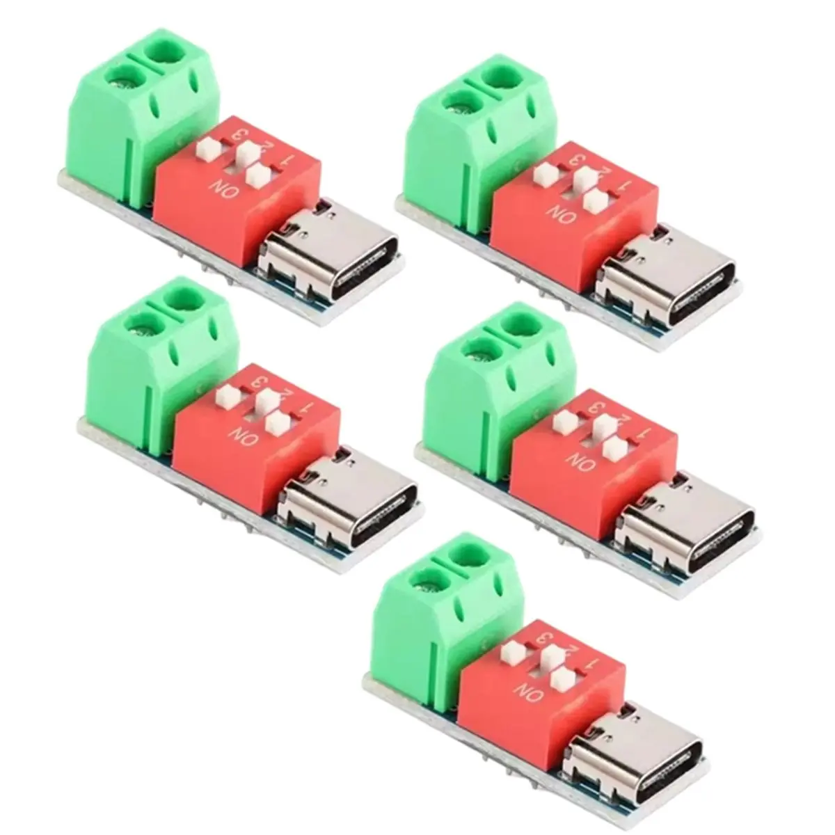 A85P 5Pcs Type-C PD QC Trigger 5V-20V Dial Code Adjustment DC Voltage Power Module PD Fast Charging Test Board