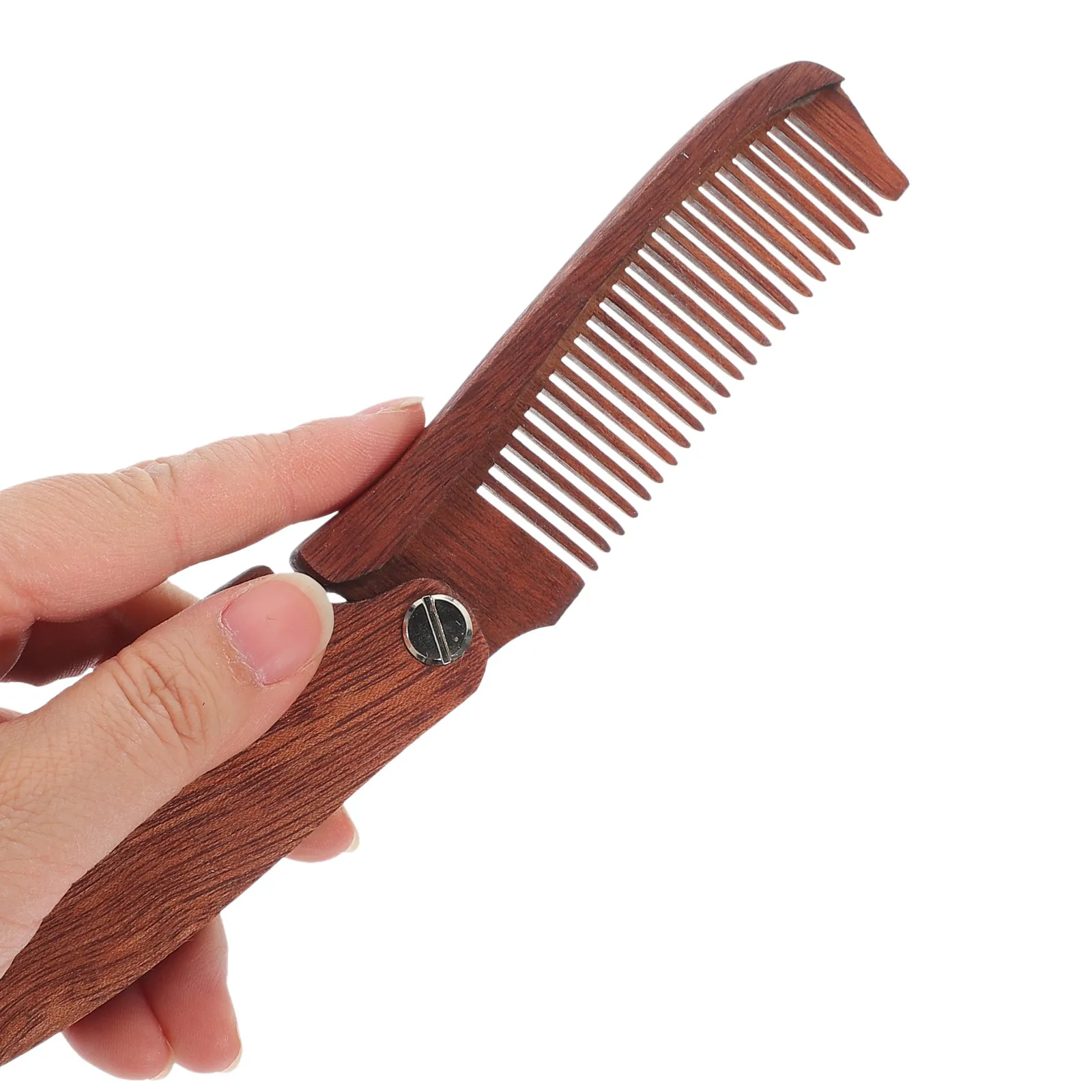 

Sandalwood Foldable Comb Smooth Natural Wood Hair Comb for Beard Styling Scalp Massage Anti-Static Travel Friendly Men Women PU