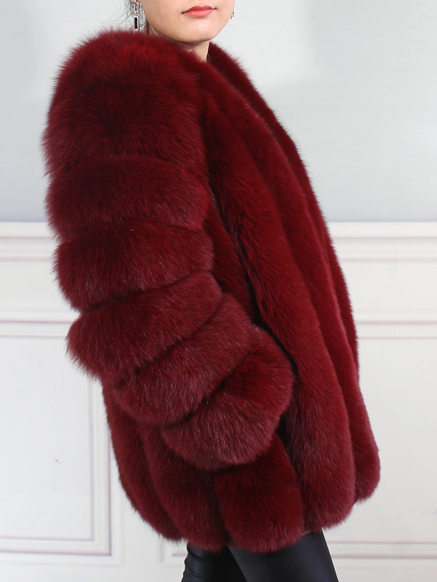 Women's polyester jacket, custom-made with faux fur