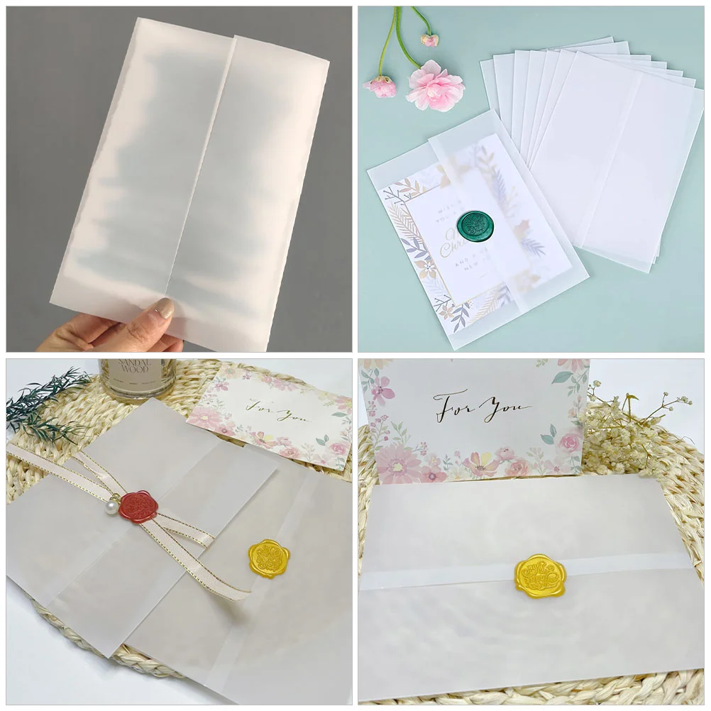 50 Stück Hochzeitseinladung, Papierumschläge, leere Grußkarten, transparent, leer, für Briefe, tragbar, durchscheinend